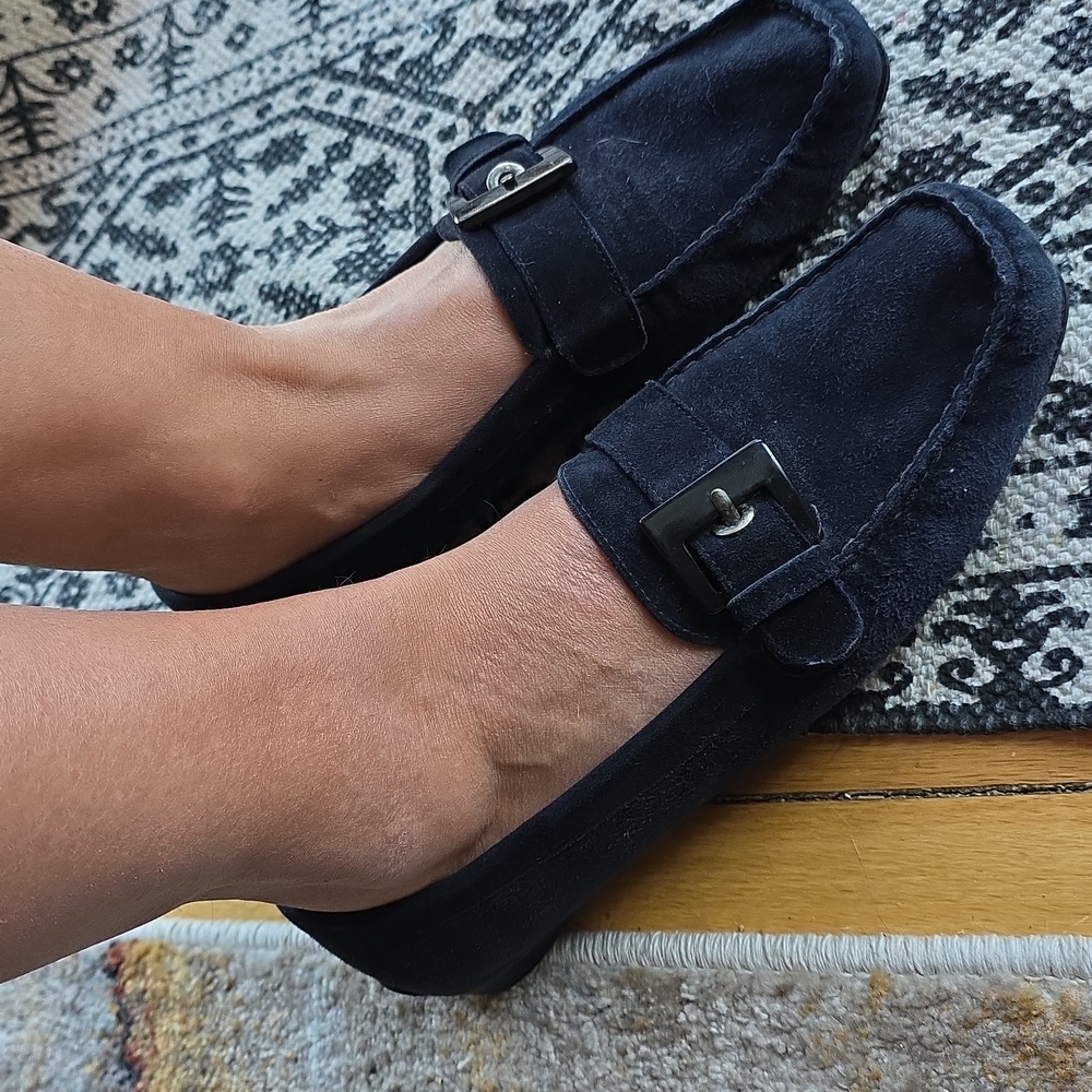 Handcrafted Stuart Weitzman Limited-run Blue Suede Black Buckle